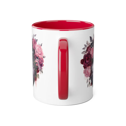 Pink heart 11 0z two tone ceramic mug