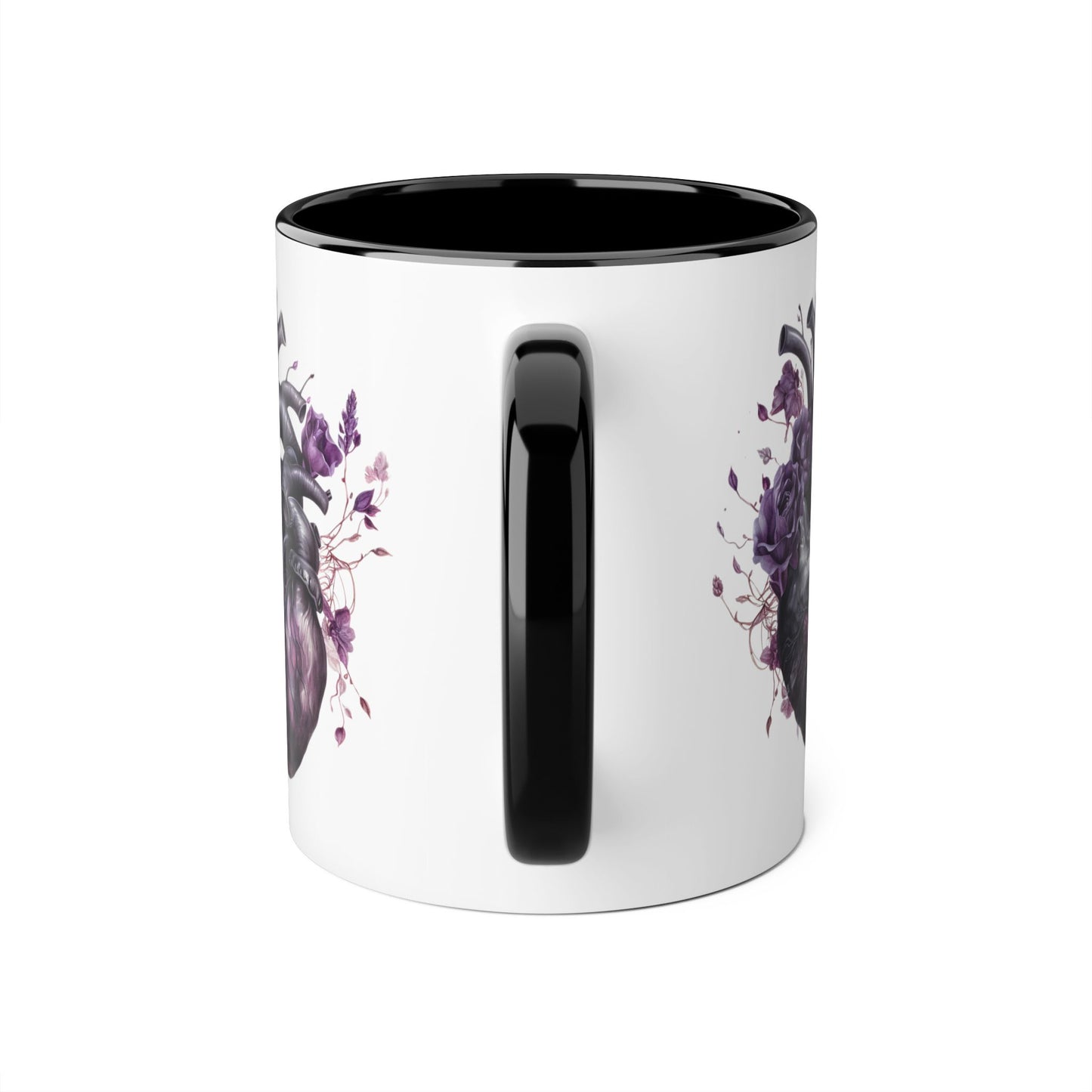 Black & Purple heart 11 0z two tone ceramic mug