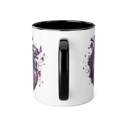 Black & Purple heart 11 0z two tone ceramic mug
