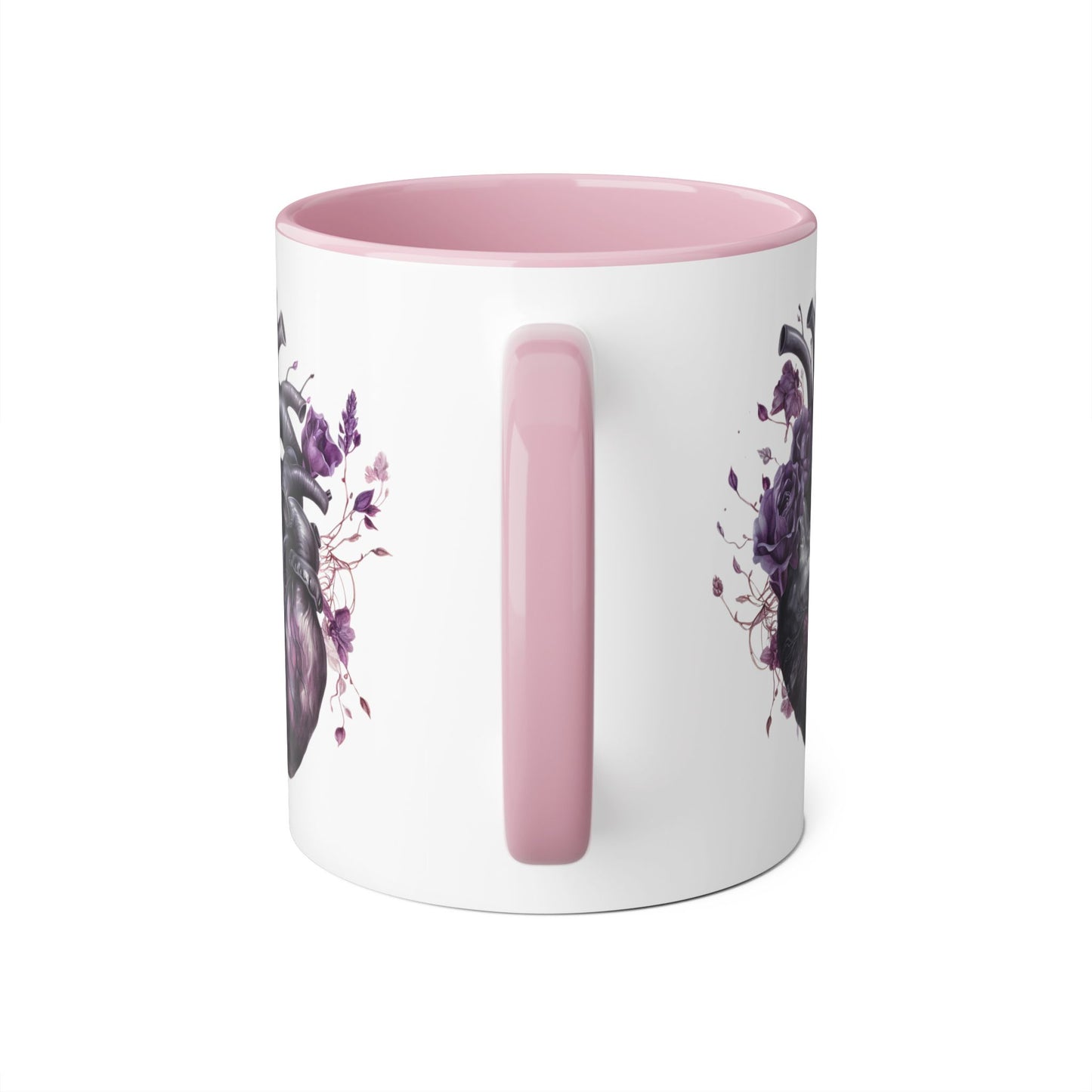 Black & Purple heart 11 0z two tone ceramic mug