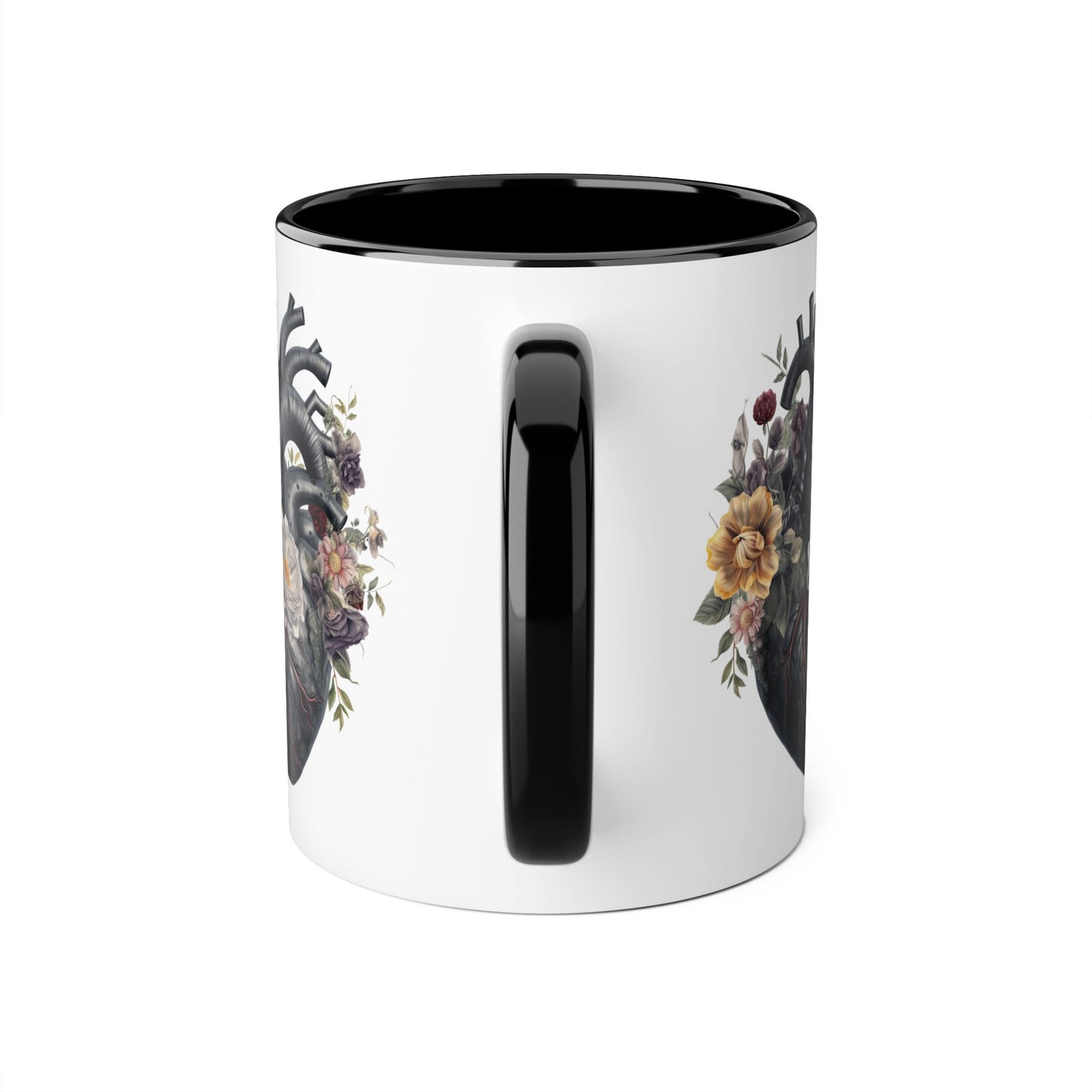 Yellow heart 11 0z two tone ceramic mug