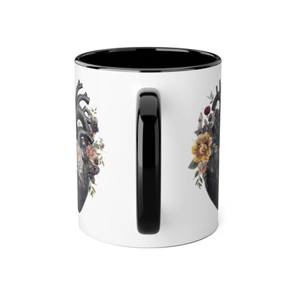 Yellow heart 11 0z two tone ceramic mug