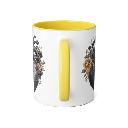 Yellow heart 11 0z two tone ceramic mug