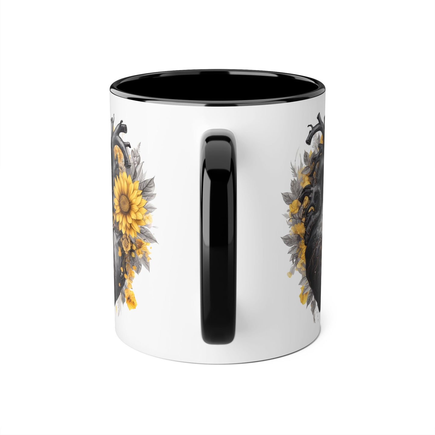 Sunflower heart 11 0z two tone ceramic mug