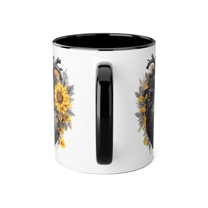 Sunflower heart 11 0z two tone ceramic mug