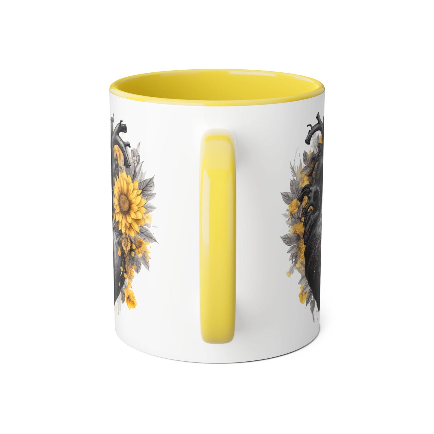 Sunflower heart 11 0z two tone ceramic mug