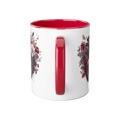 Pink heart 11 0z two tone ceramic mug