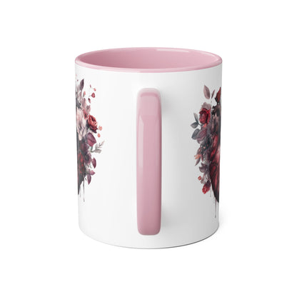 Pink heart 11 0z two tone ceramic mug