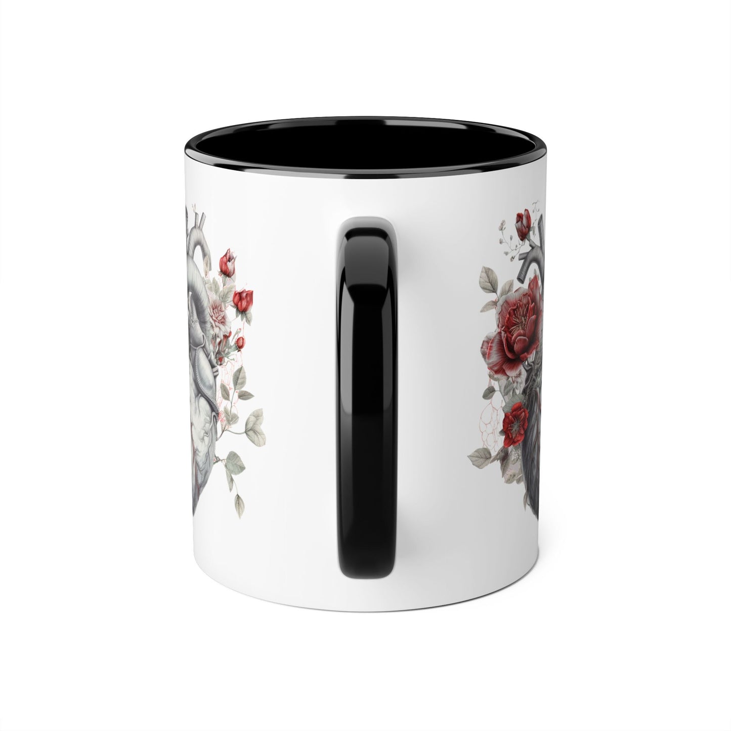 Grey heart 11 0z two tone ceramic mug