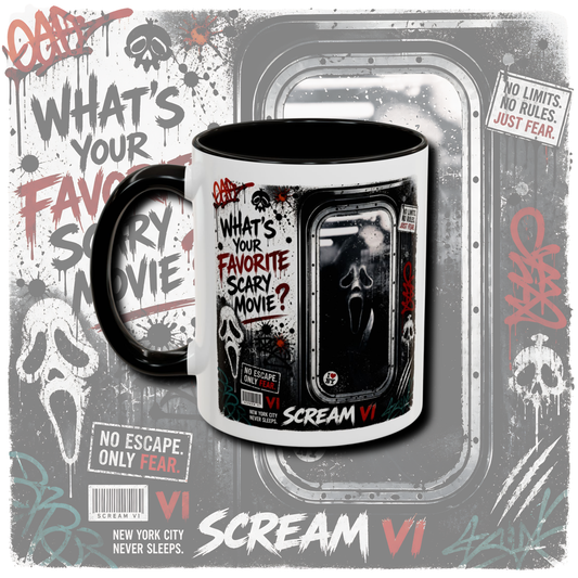 "Horror" two tone mug.