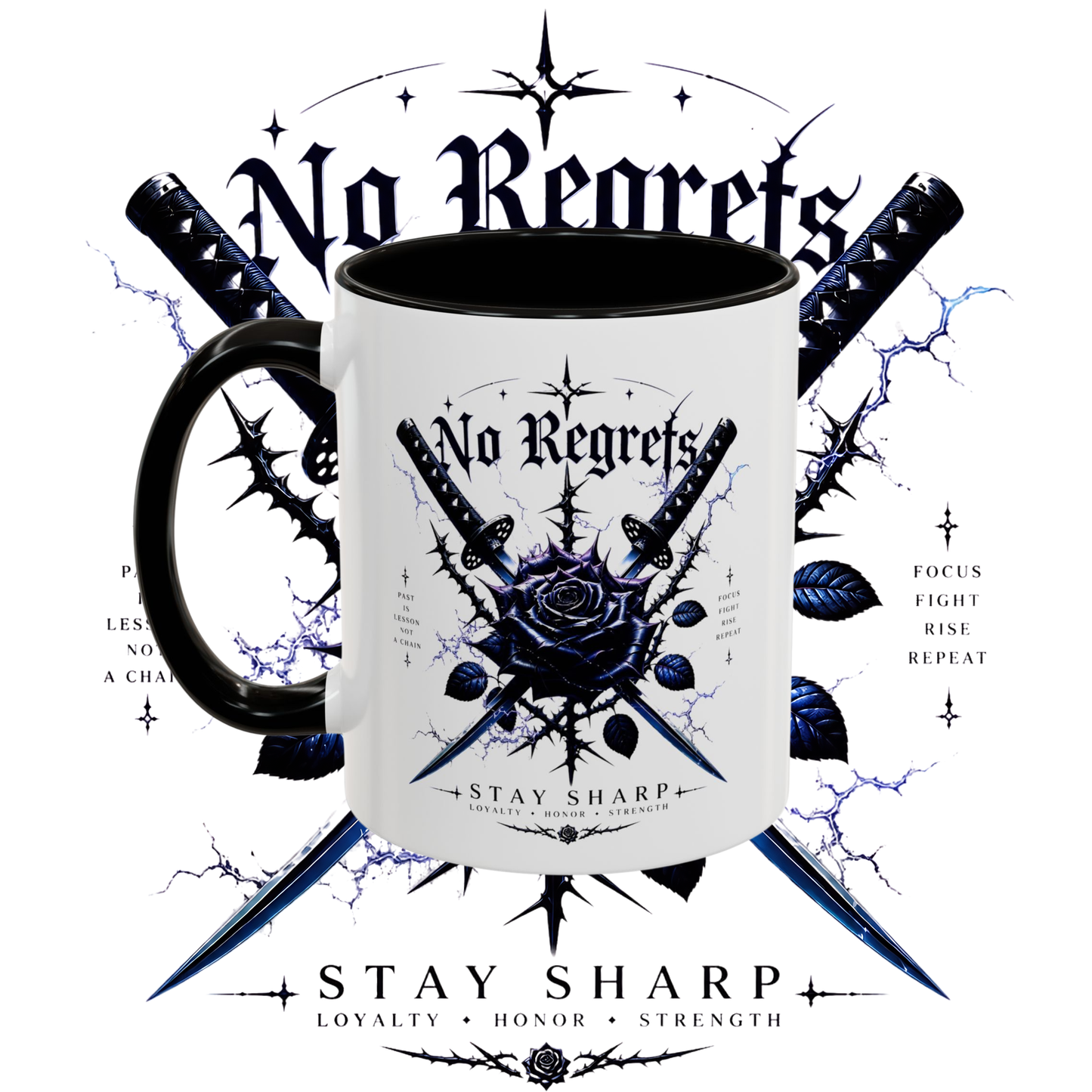 "No regrets" two tone sublimation mug.