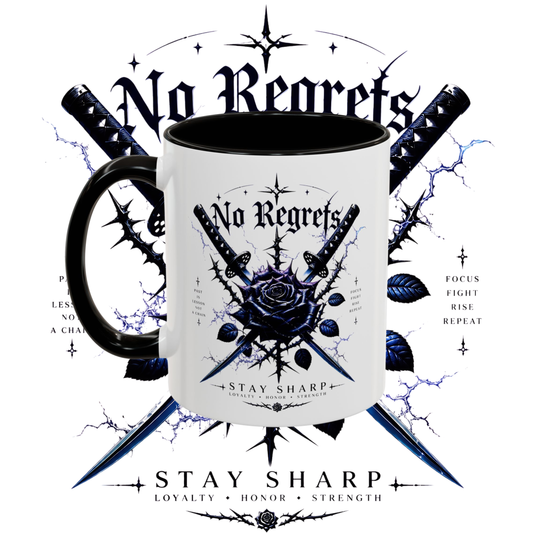 "No regrets" two tone sublimation mug.