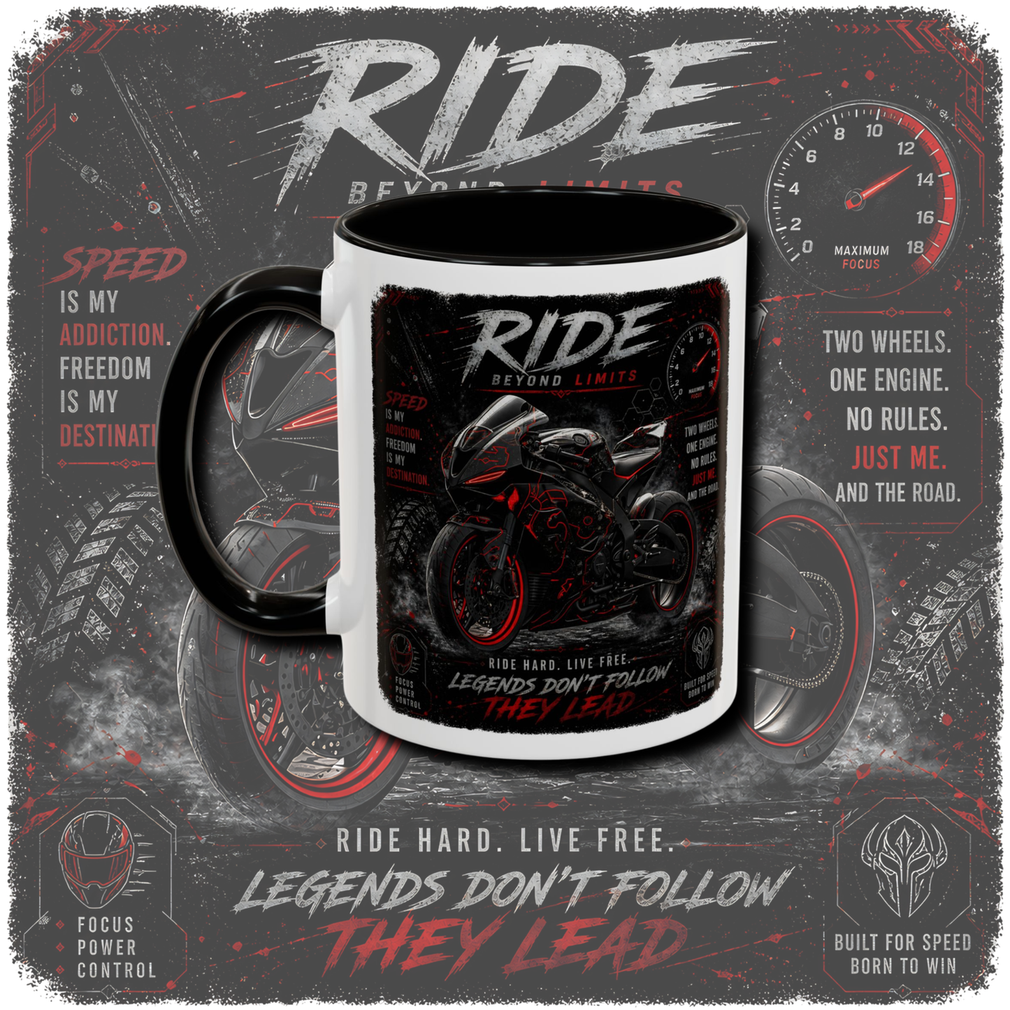 "Motorcycle" two tone mug.