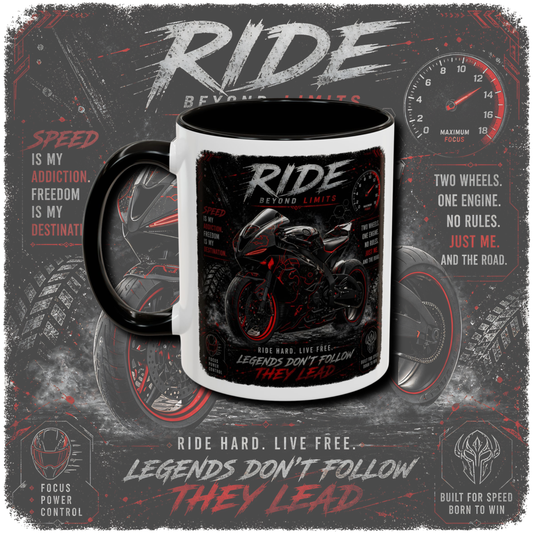 "Motorcycle" two tone mug.