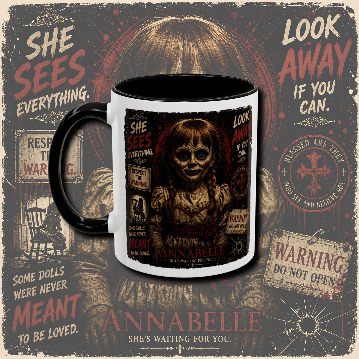 "Horror" two tone mug.