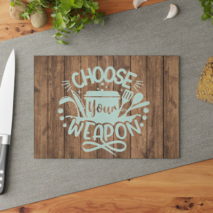 Choose Your Weapon Glass Cutting Board