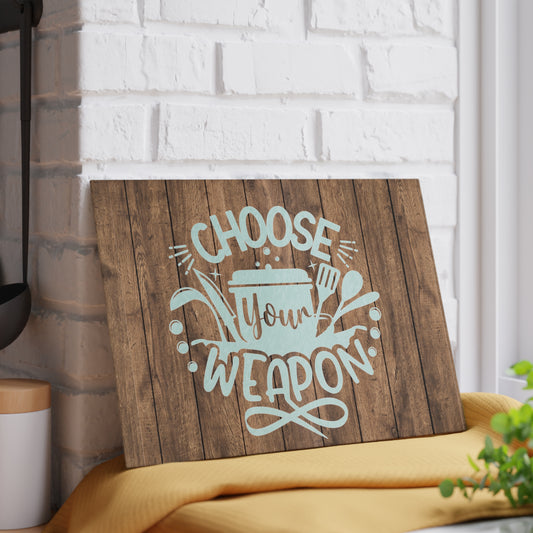 Choose Your Weapon Glass Cutting Board