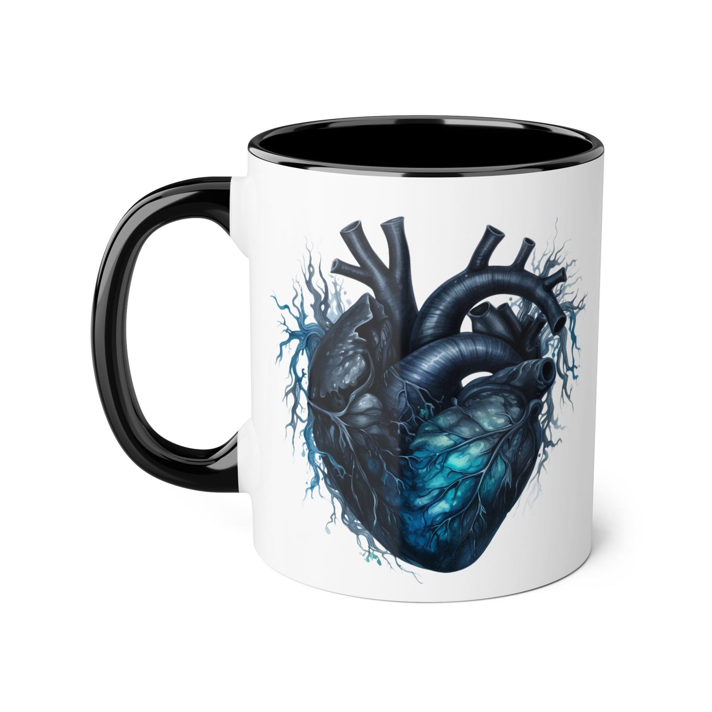 Blue heart 11 0z two tone ceramic mug