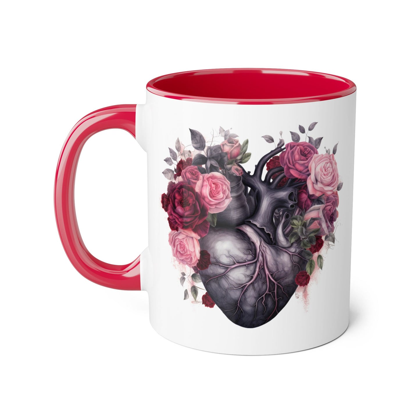 Pink heart 11 0z two tone ceramic mug