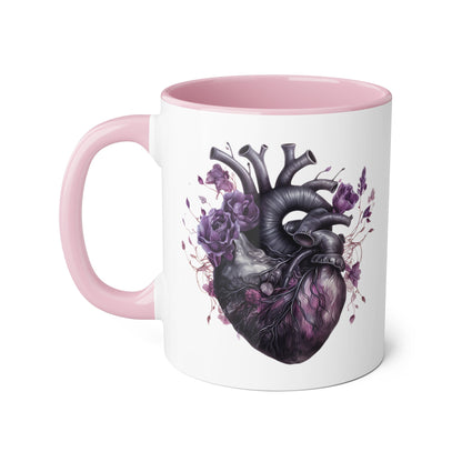 Black & Purple heart 11 0z two tone ceramic mug