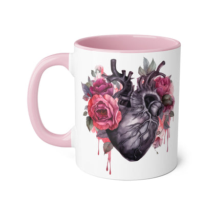Black & pink 11 0z two tone ceramic mug