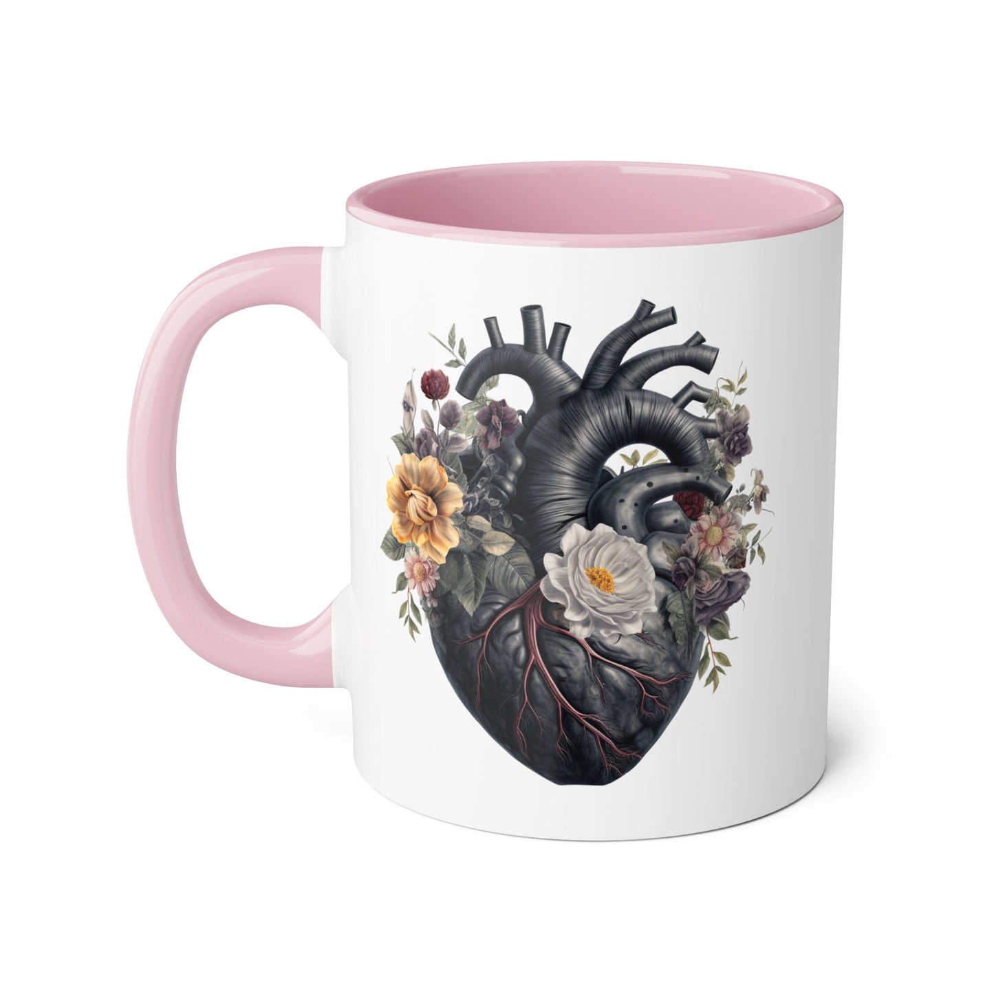 Yellow heart 11 0z two tone ceramic mug