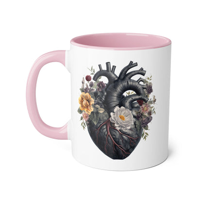 Yellow heart 11 0z two tone ceramic mug