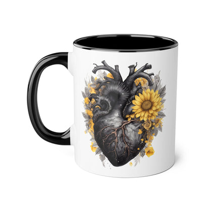 Sunflower heart 11 0z two tone ceramic mug