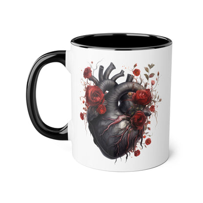 Rose heart 11 0z two tone ceramic mug