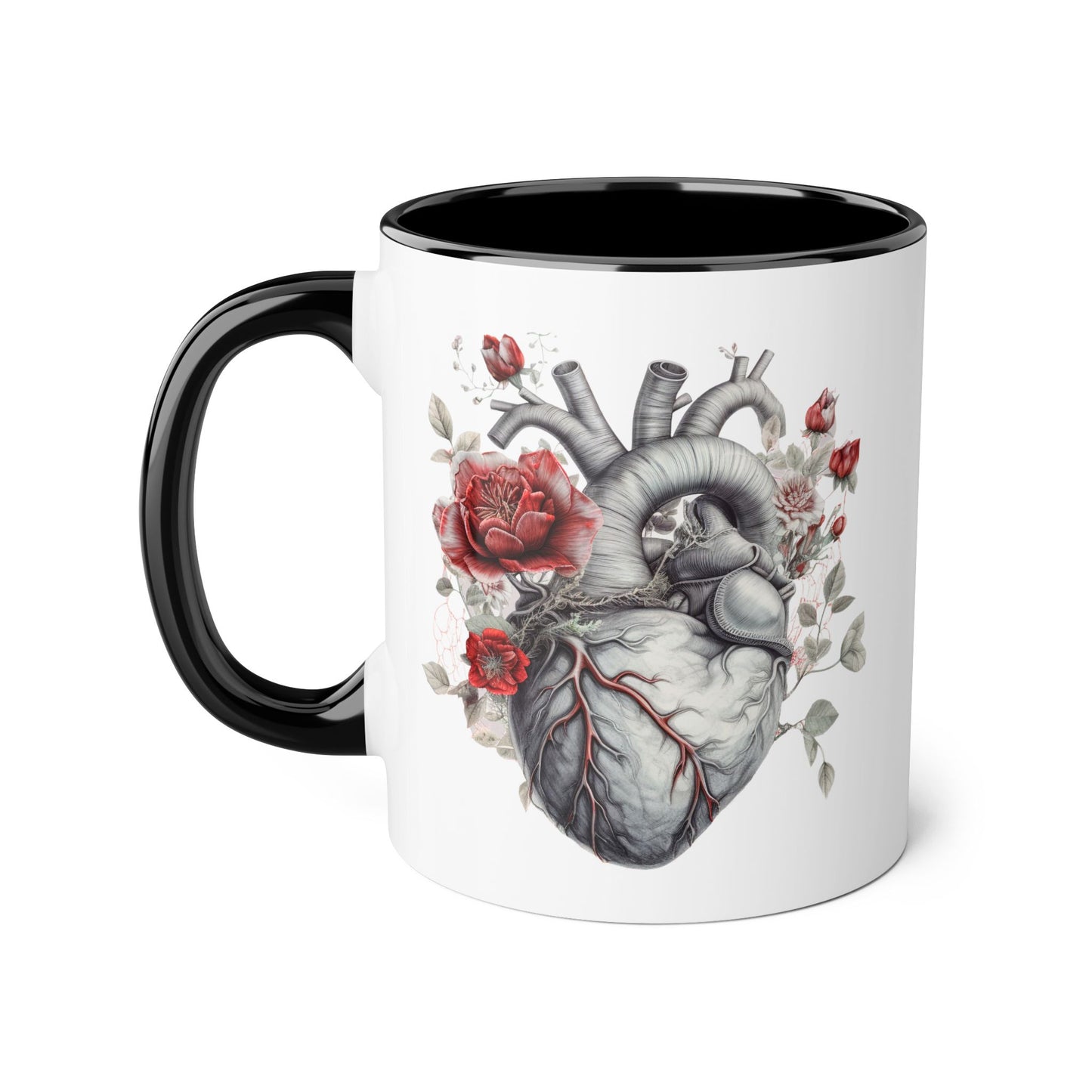 Grey heart 11 0z two tone ceramic mug