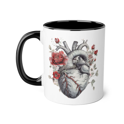 Grey heart 11 0z two tone ceramic mug