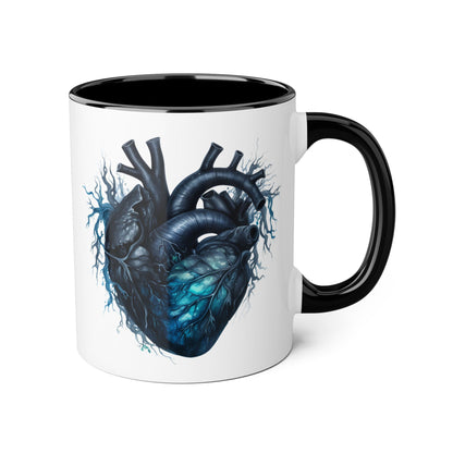 Blue heart 11 0z two tone ceramic mug