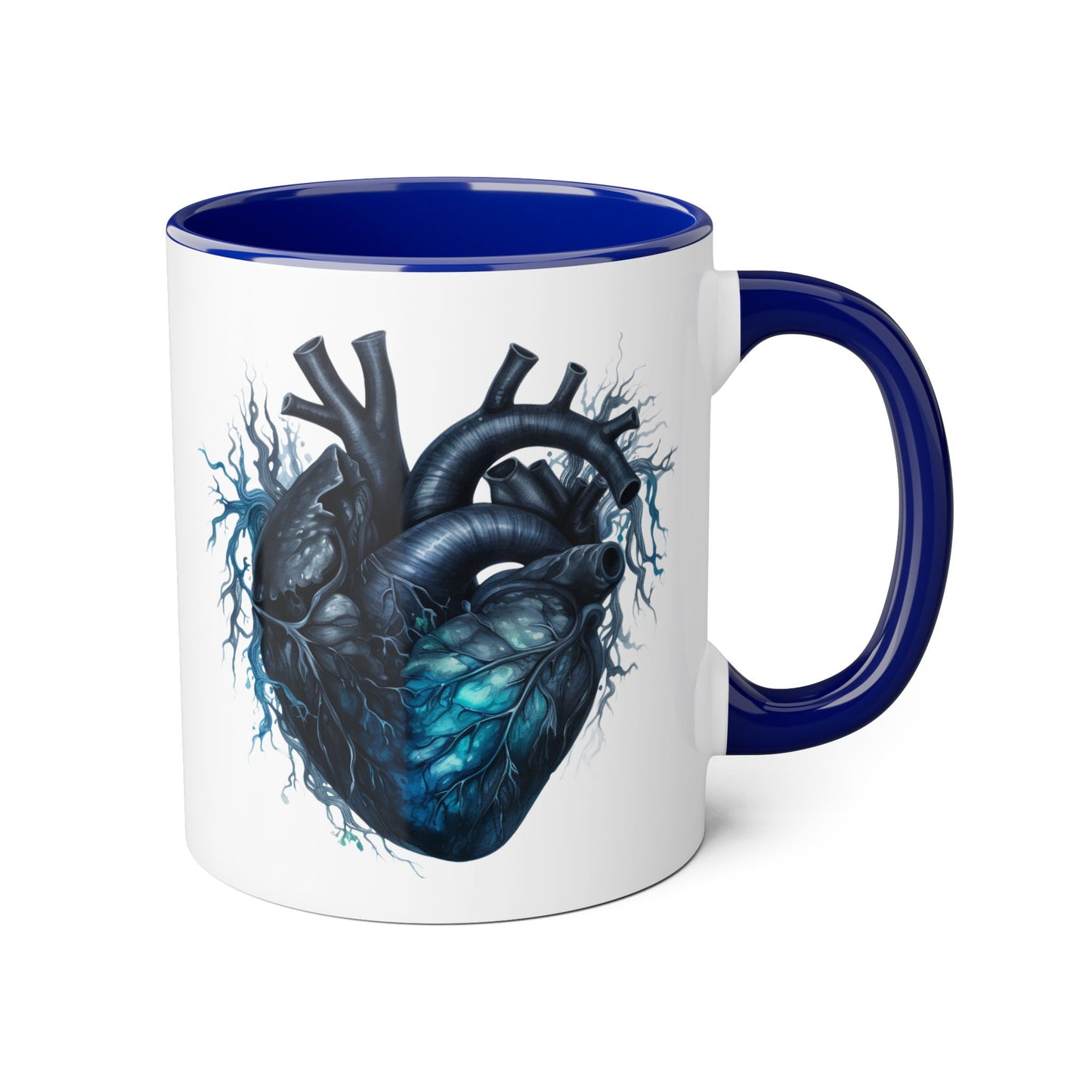 Blue heart 11 0z two tone ceramic mug