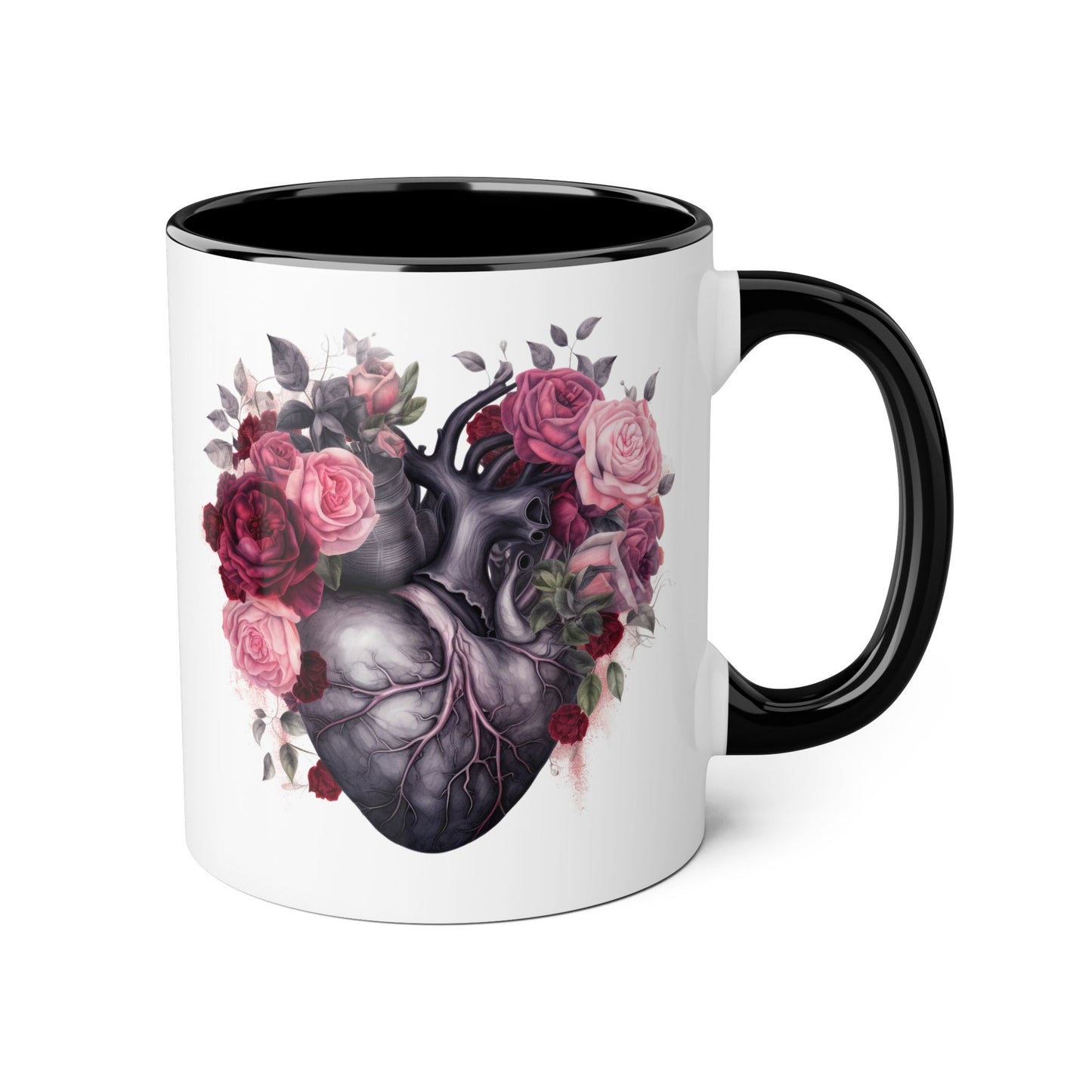 Pink heart 11 0z two tone ceramic mug