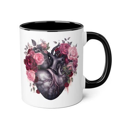 Pink heart 11 0z two tone ceramic mug