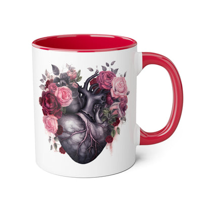 Pink heart 11 0z two tone ceramic mug