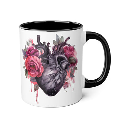 Black & pink 11 0z two tone ceramic mug
