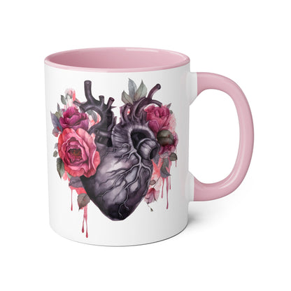 Black & pink 11 0z two tone ceramic mug