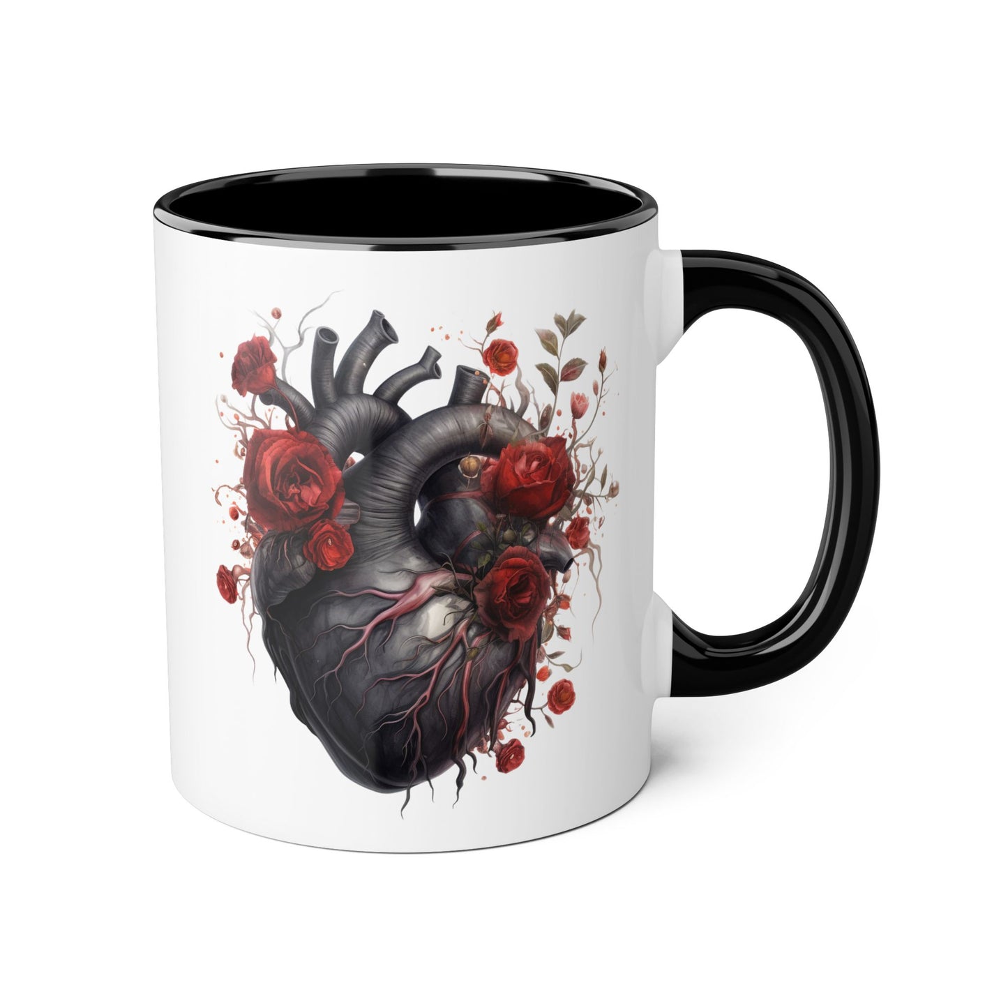 Rose heart 11 0z two tone ceramic mug