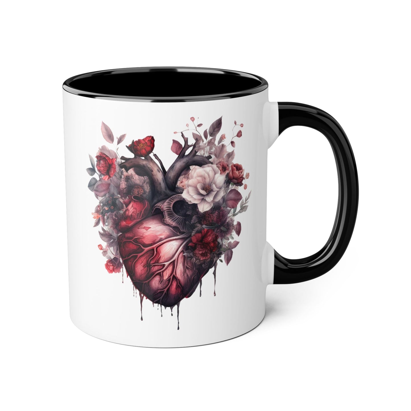 Pink heart 11 0z two tone ceramic mug
