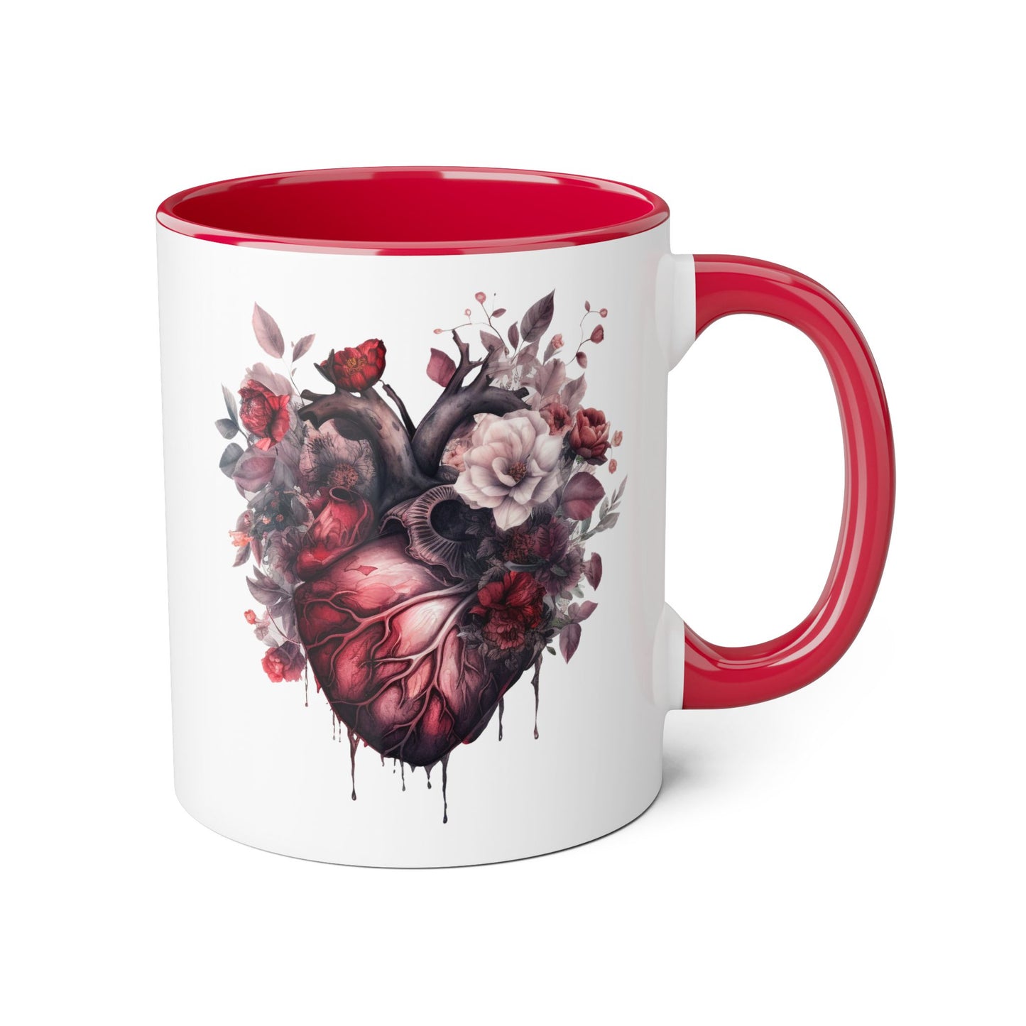 Pink heart 11 0z two tone ceramic mug
