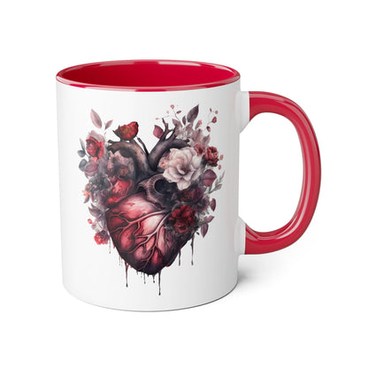 Pink heart 11 0z two tone ceramic mug