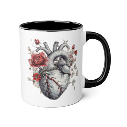 Grey heart 11 0z two tone ceramic mug