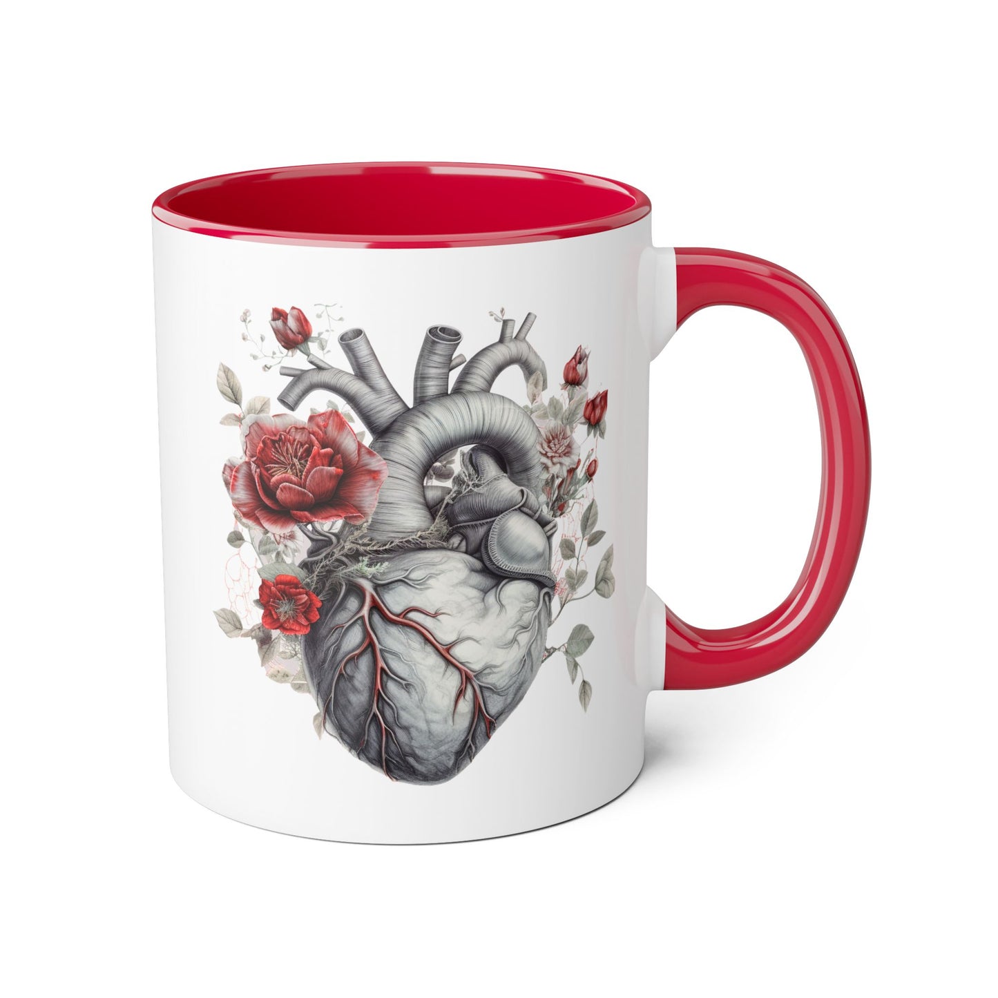 Grey heart 11 0z two tone ceramic mug