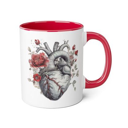 Grey heart 11 0z two tone ceramic mug