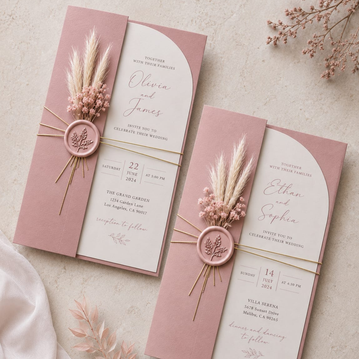 Elegant Gatefold Wedding Invitation.