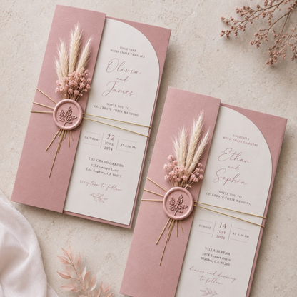 Elegant Gatefold Wedding Invitation.