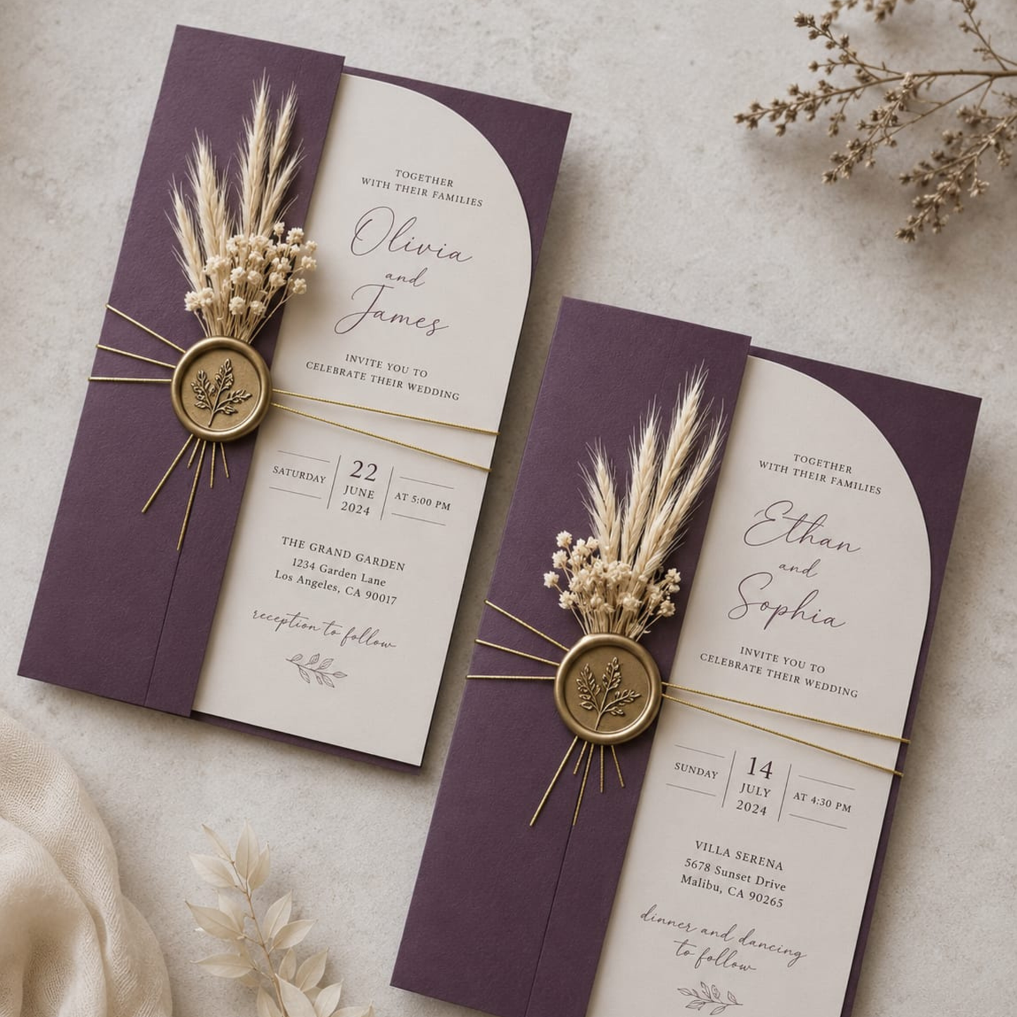 Elegant Gatefold Wedding Invitation.