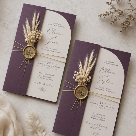 Elegant Gatefold Wedding Invitation.