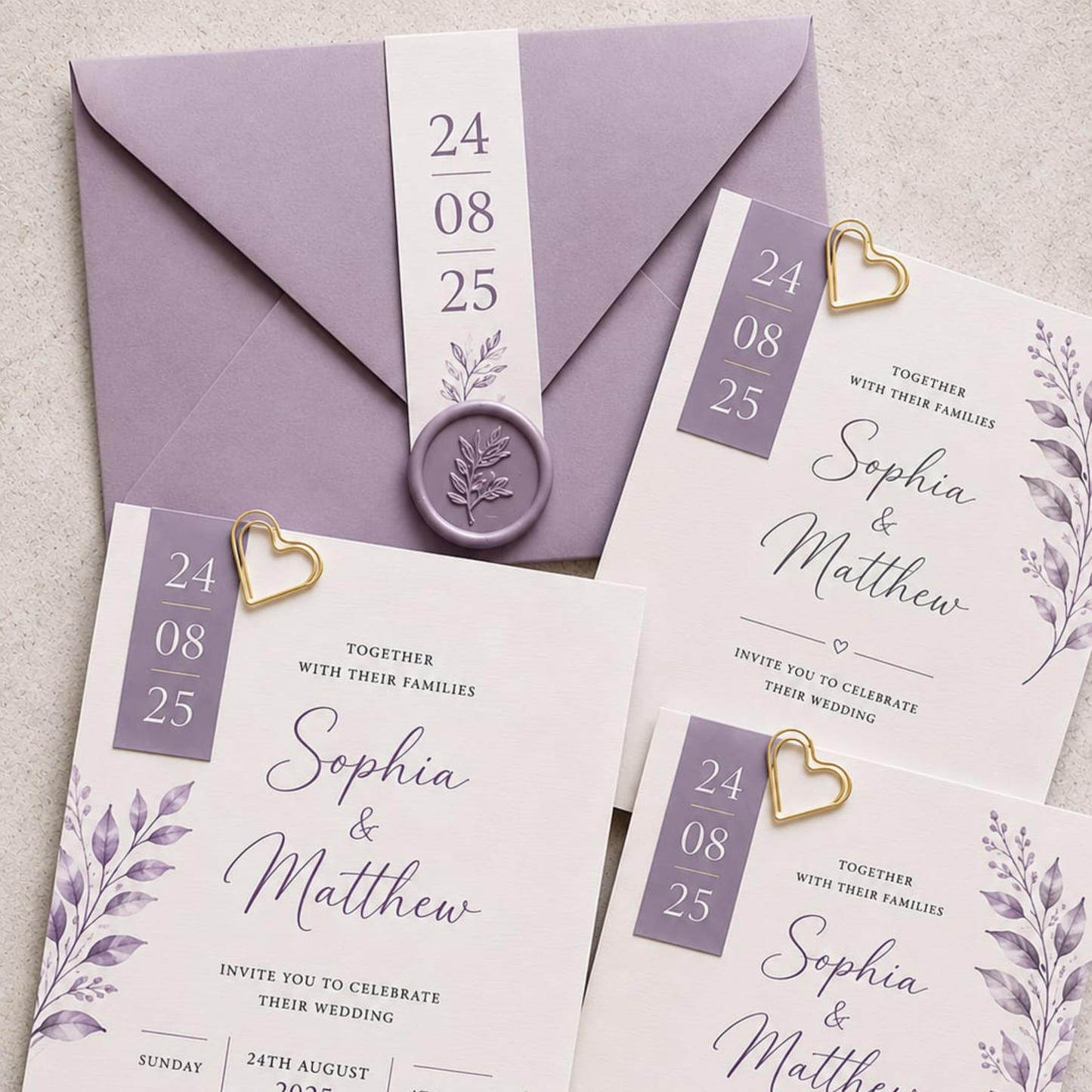 Minimal Botanical Wedding Invitation Suite.